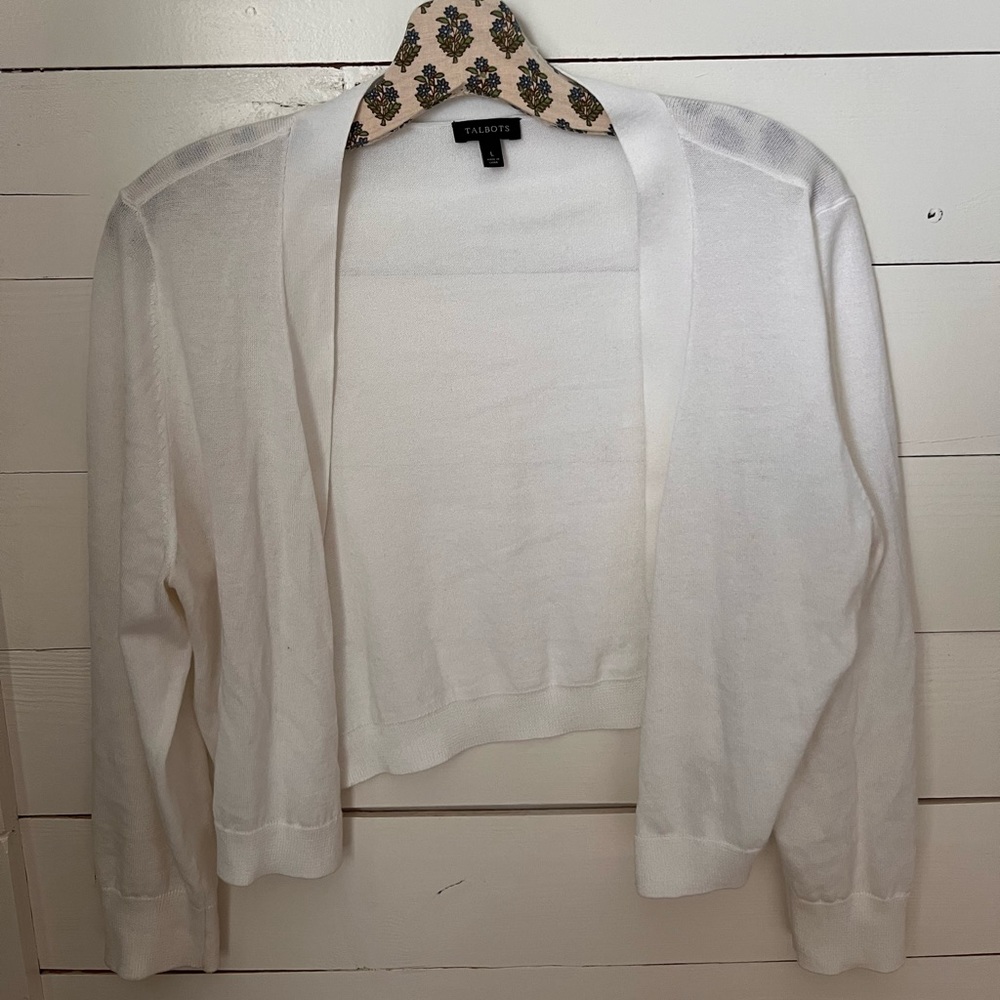 Talbots White Cardigan size large